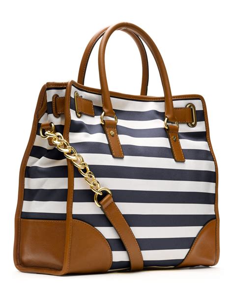 michael kors blue and white striped bag|michael kors black shoulder handbags.